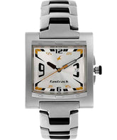 Fastrack Men's Watch Analog, Silver Dial Silver Stainless Steel Strap, 1229SM04